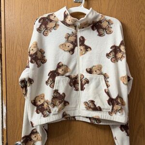 Grayson Threads Teddy Bear Print Jacket - Cream and Brown